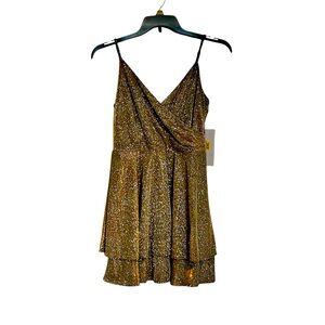 Honey and Rosie Glittering Metallic Dress Fit & Flare Double Layer Skirt Large